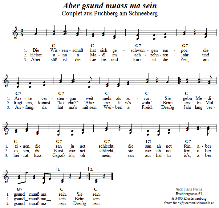 Aber gsund muass ma sein (die Wissenschaft hat sich geschwungen empor