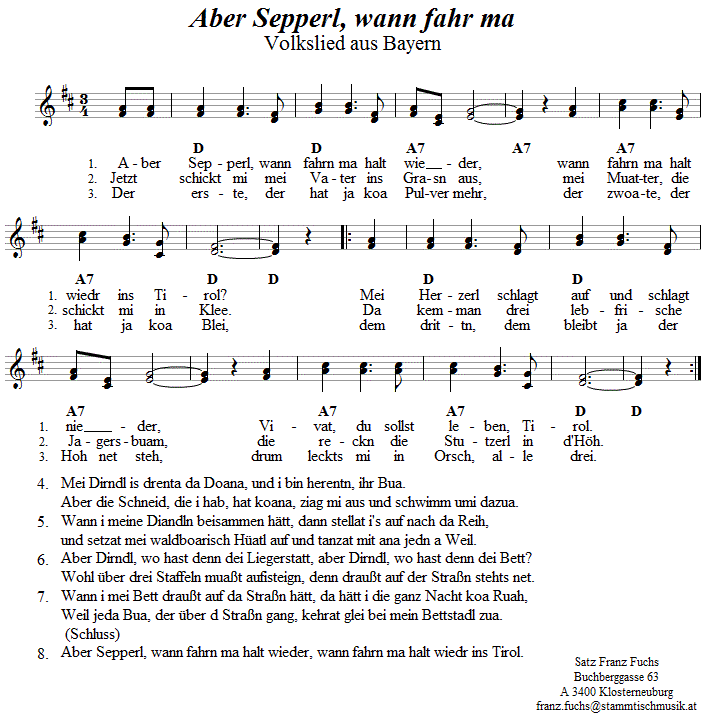 Aber Sepperl, wann fahrn ma halt wieder - Lieder