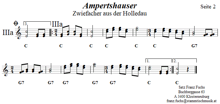 Ampertshauser Zwiefacher, Volkstanznoten