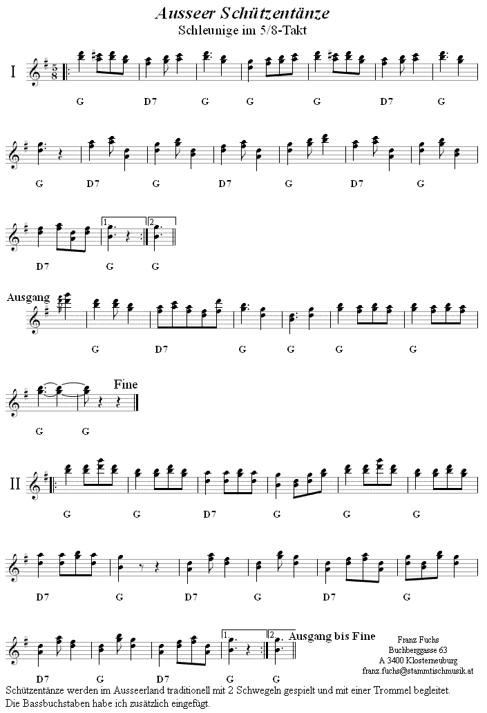 Ausseer Schützentänze im 5/8-Takt