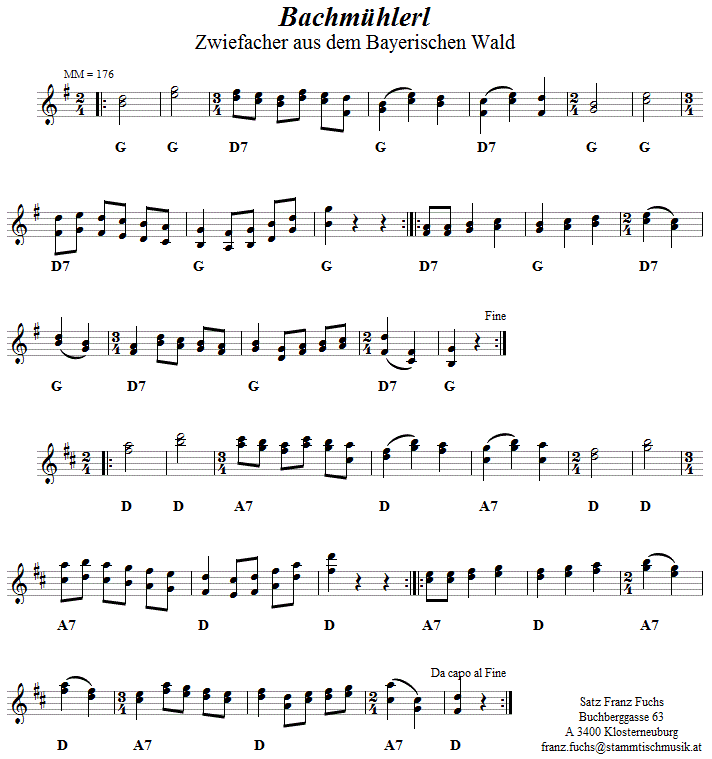 Bachmühlerl - Zwiefacher, Volkstanznoten