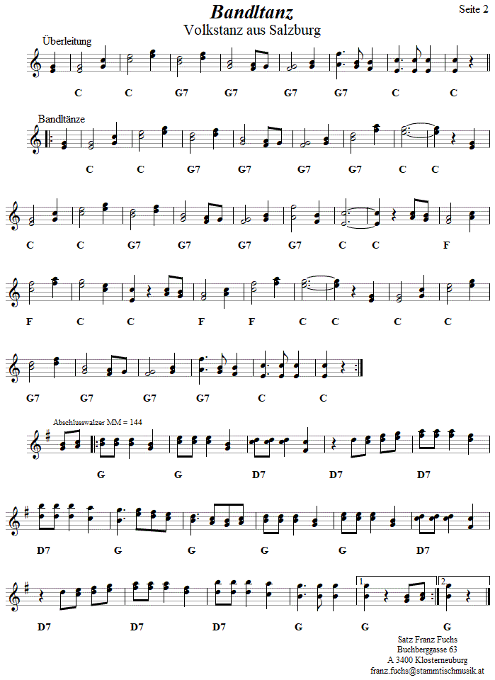 Bandltanz Volkstanznoten