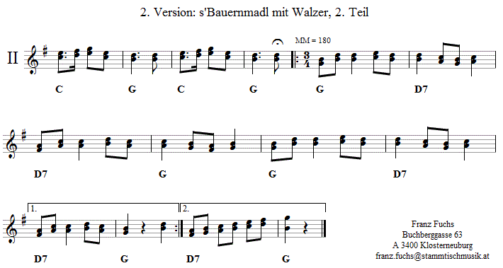 Bauernmadl aus Niederbayern, Volkstanznoten