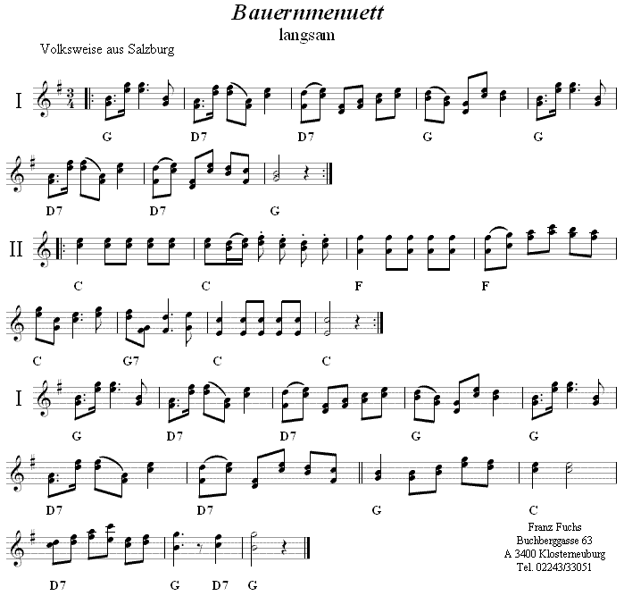 Bauernmenuett - Noten aus dem Repertoire