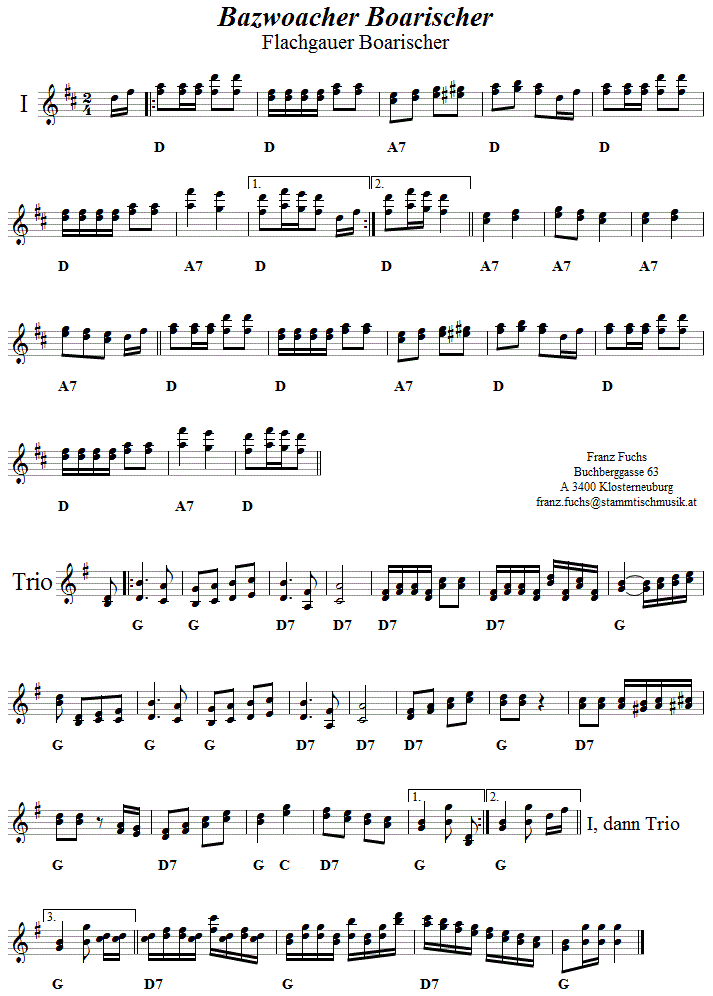 Bazwoacher (Flachgauer) Boarischer - Noten aus dem Repertoire