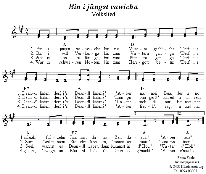 Bin i jüngst vawicha - Lieder - Volksmusik und Volkstanz im Alpenland