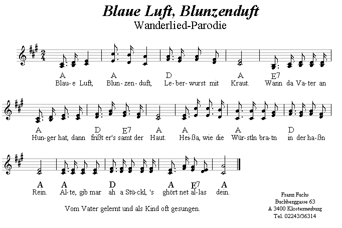 Blaue Luft, Blunzenduft - Lieder - Volksmusik und Volkstanz im Alpenland