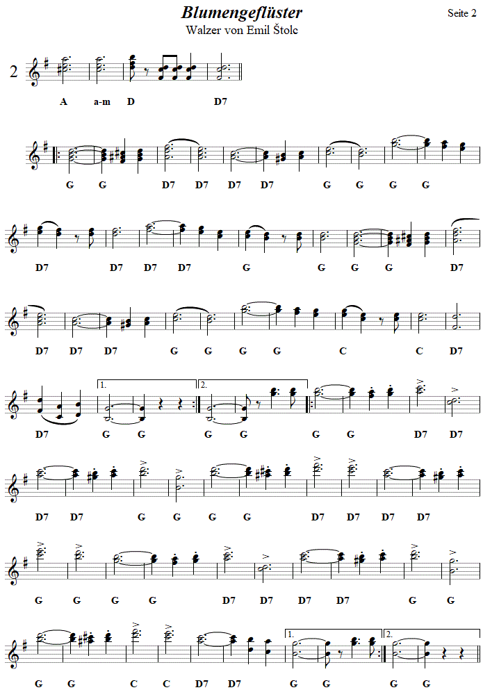 Blumengeflüster Walzer aus Reiteregg, Noten