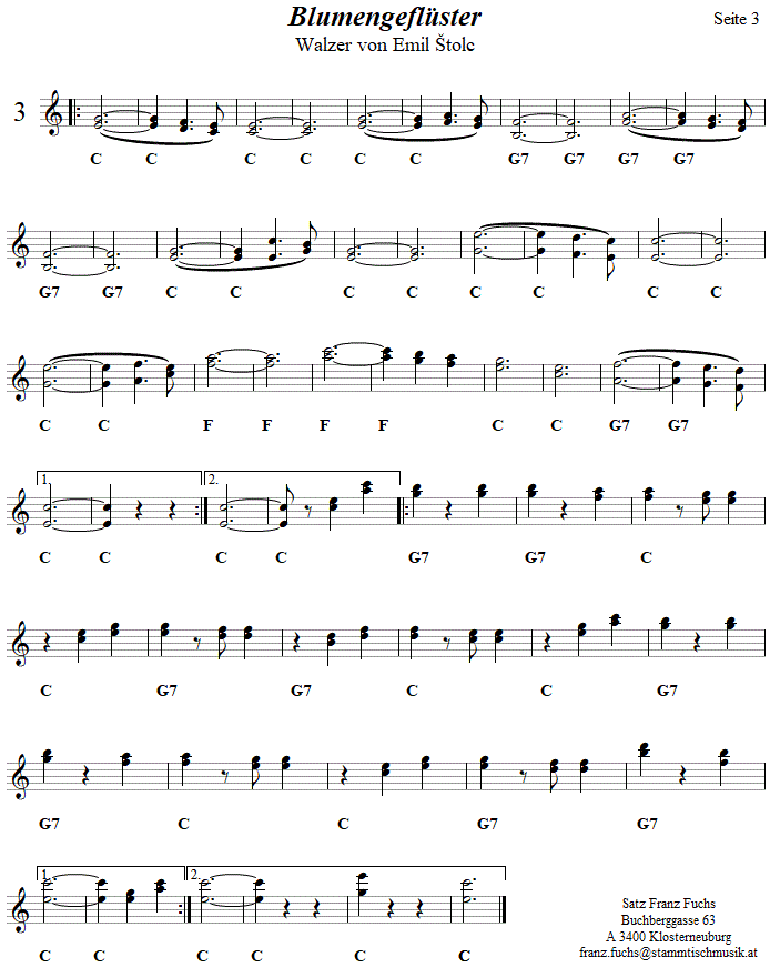 Blumengeflüster Walzer aus Reiteregg, Noten