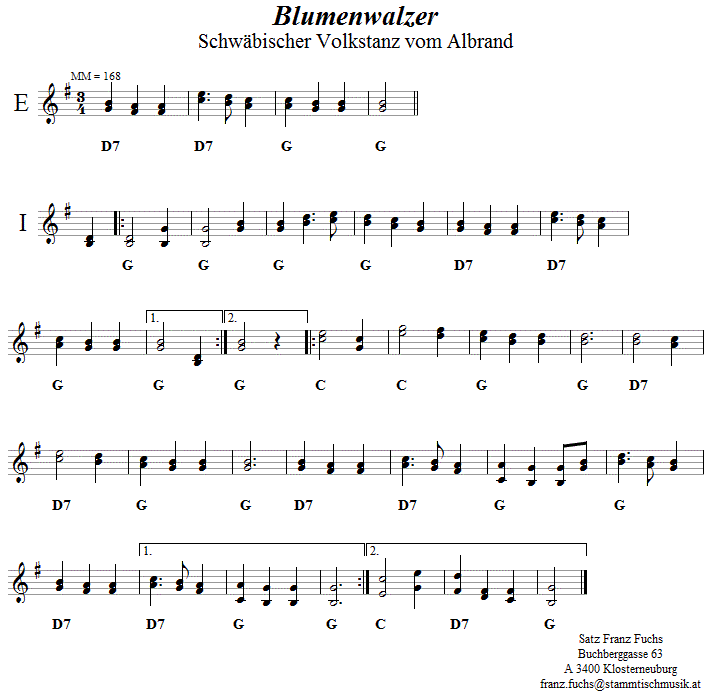 Blumenwalzer Volkstanznoten