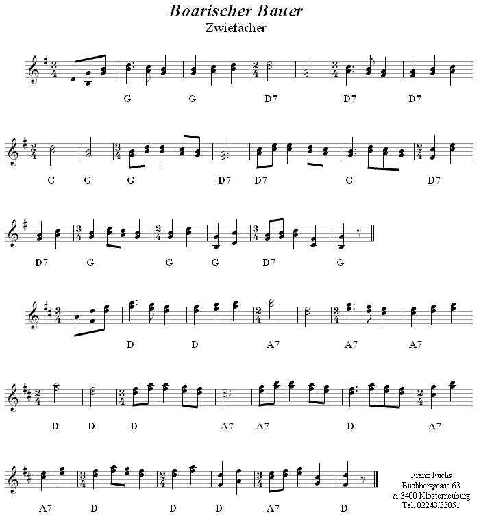 Boarischer Bauer - Zwiefacher, Volkstanznoten