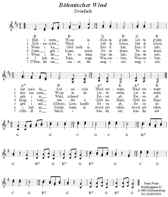 Böhmischer Wind - Hab i mein Woaz - Zwiefacher, Volkstanznoten