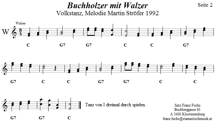 Buchholzer mit Walzer, Volkstanznoten