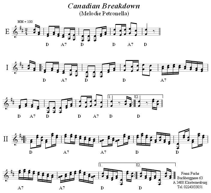 Canadian Breakdown (Melodie Petronella) Volkstanznoten