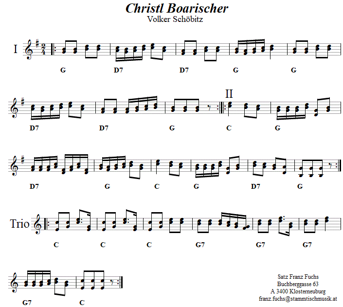 Christl Boarischer von Volker Schöbitz - Noten aus dem Repertoire