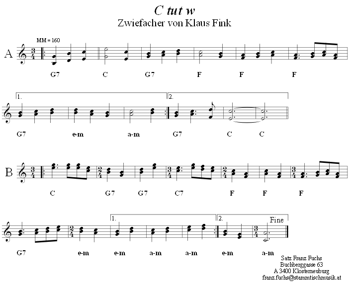 C tut W - Zwiefacher von Klaus Fink, Volkstanznoten