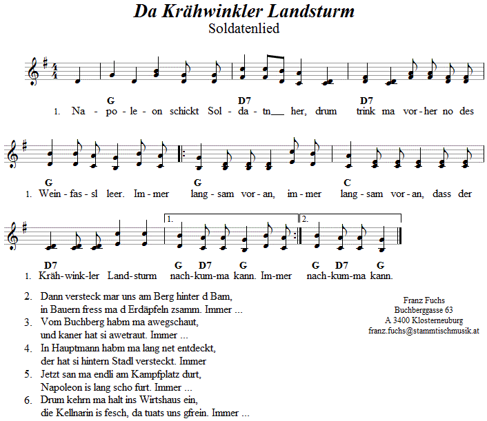 Der Krähwinkler Landsturm - Lieder - Volksmusik und Volkstanz im Alpenland