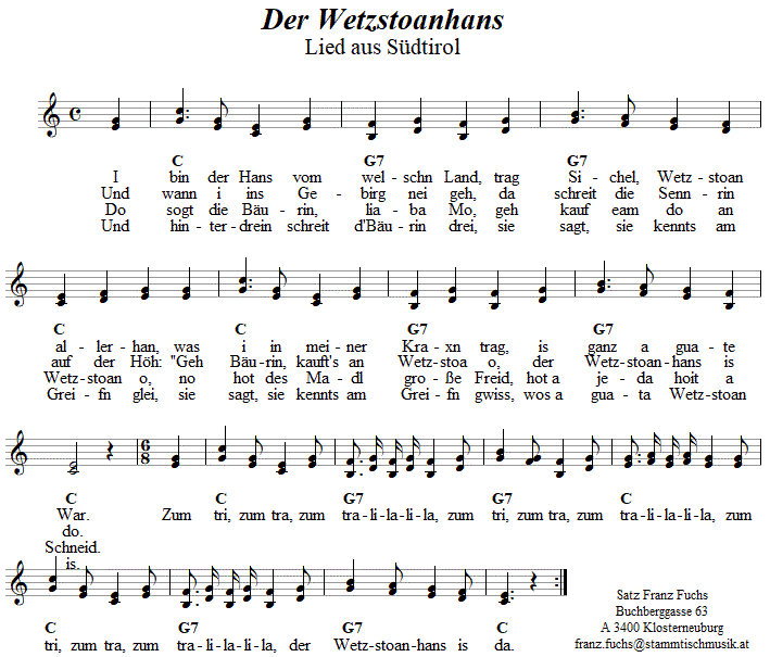 Der Wetzstoanhans - Lieder - Volksmusik und Volkstanz