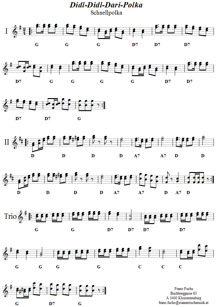 Didl-Didl-Dari-Polka - Noten aus dem Repertoire