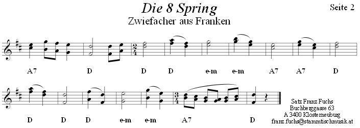 Die 8 Spring, Zwiefacher in zweistimmigen Noten