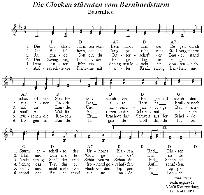 Die Glocken stürmten vom Bernhardsturm - Bauernlied