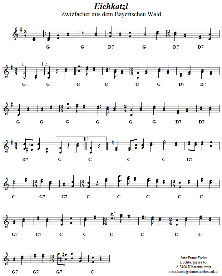 Eichkatzl, Zwiefacher aus dem Bayerischen Wald