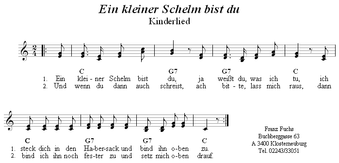 Ein kleiner Schelm bist du - Kinderlied