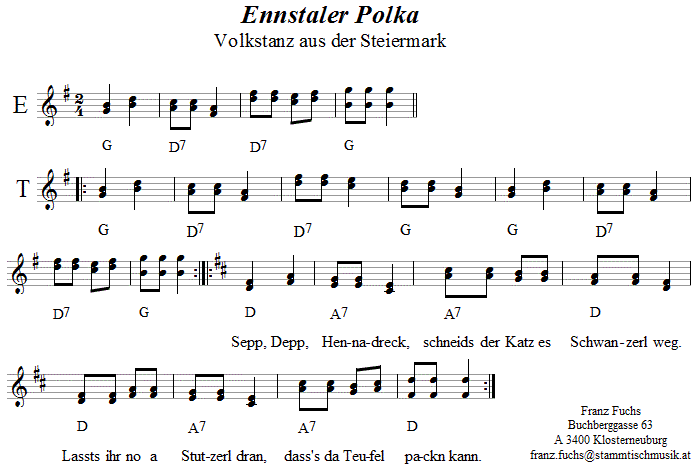 Ennstaler Polka Volkstanznoten