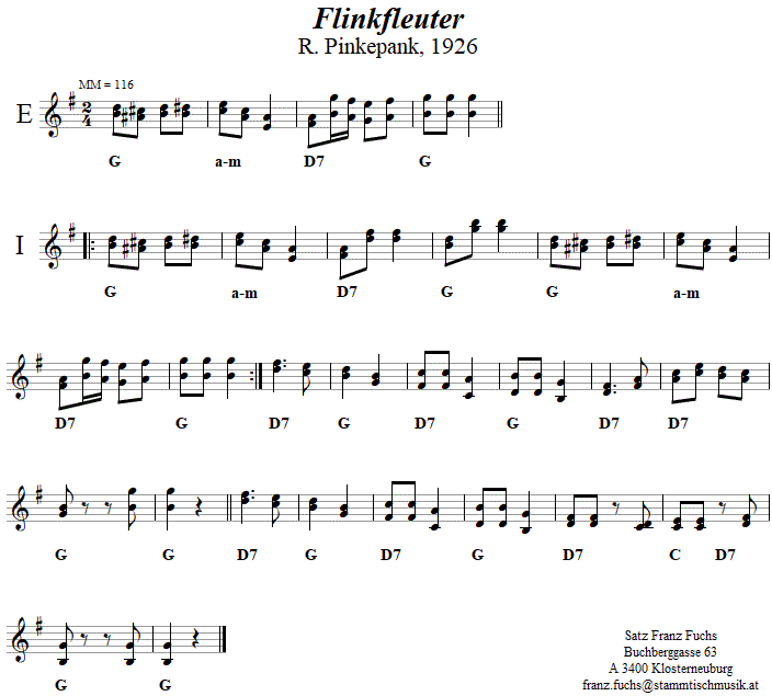 Flinkfleuter, Volkstanznoten