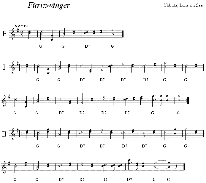 Fürizwänger Volkstanznoten