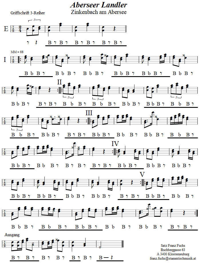 Aberseer Landler in Griffschrift für Steirische Harmonika