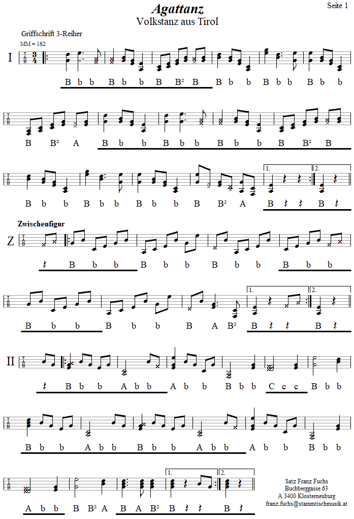 Agattanz in Griffschrift für Steirische Harmonika