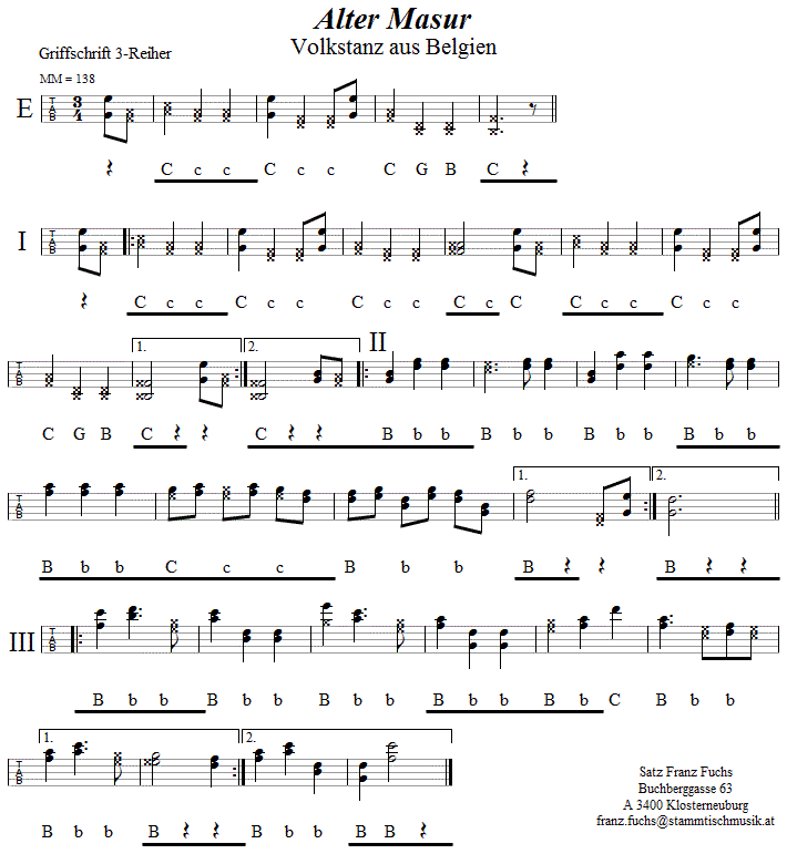 Alter Masur, in Griffschrift für Steirische Harmonika