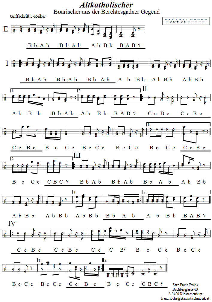 Altkatholischer, in Griffschrift für Steirische Harmonika