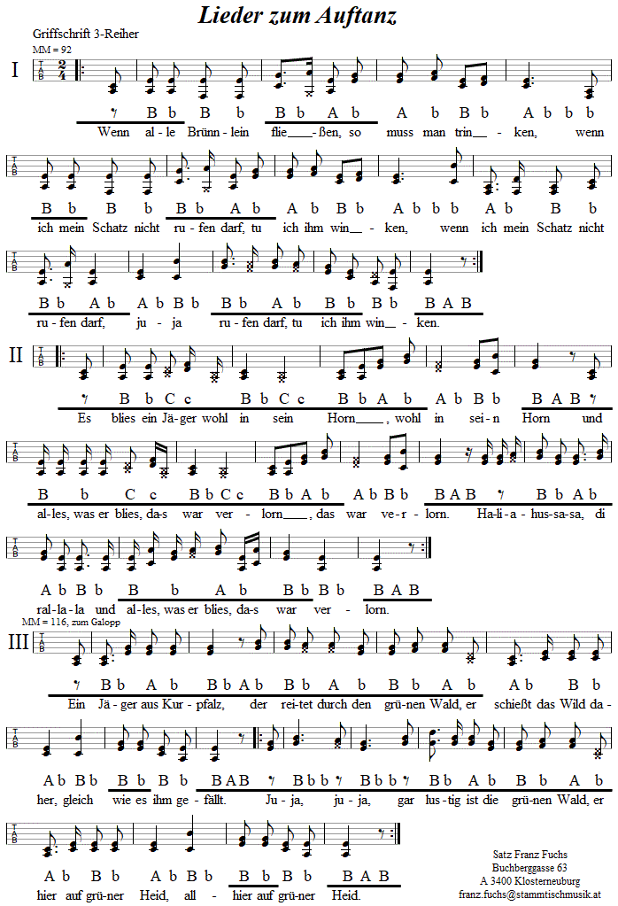 Auftanz (Ebenseer Hochzeitsmarsch) Griffschrift - Musik zum Volkstanz - Volksmusik und Volkstanz