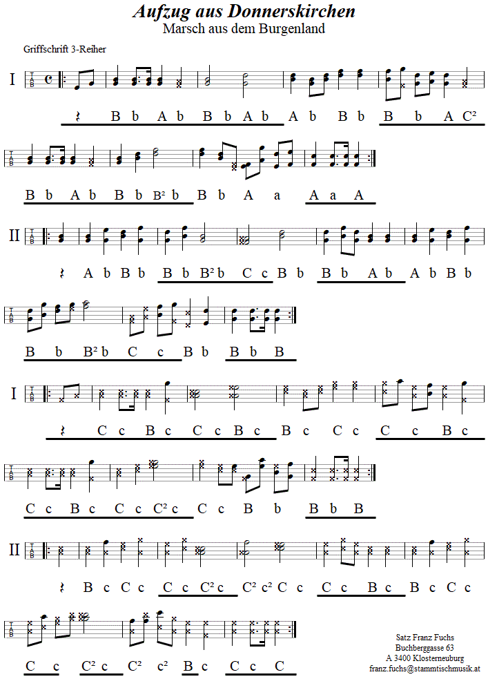 Aufzug aus Donnerskirchen, in Griffschrift für Steirische Harmonika