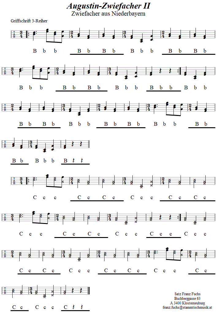 Augustin 2, Zwiefacher, in Griffschrift für Steirische Harmonika