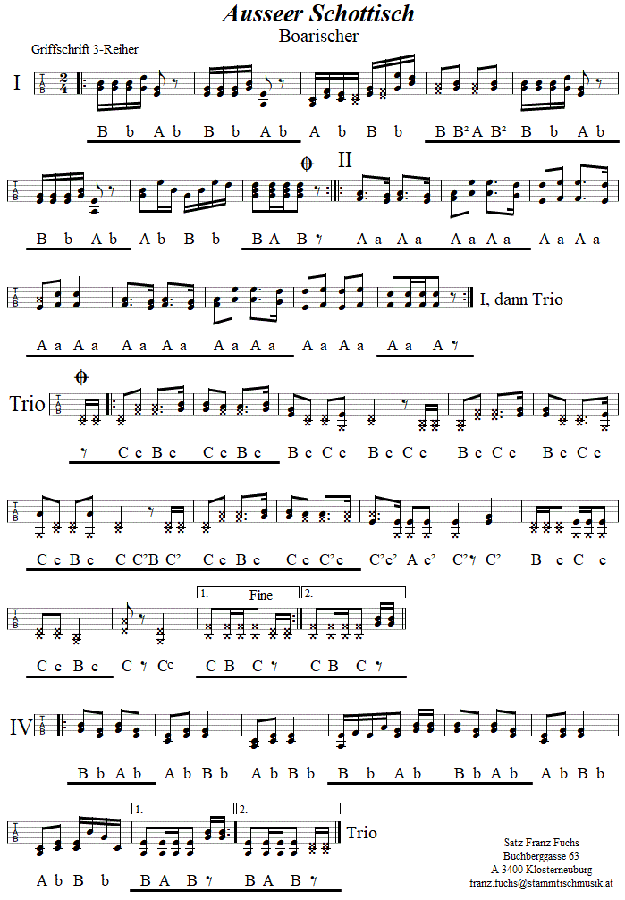 Ausseer Schottisch in Griffschrift für Steirische Harmonika