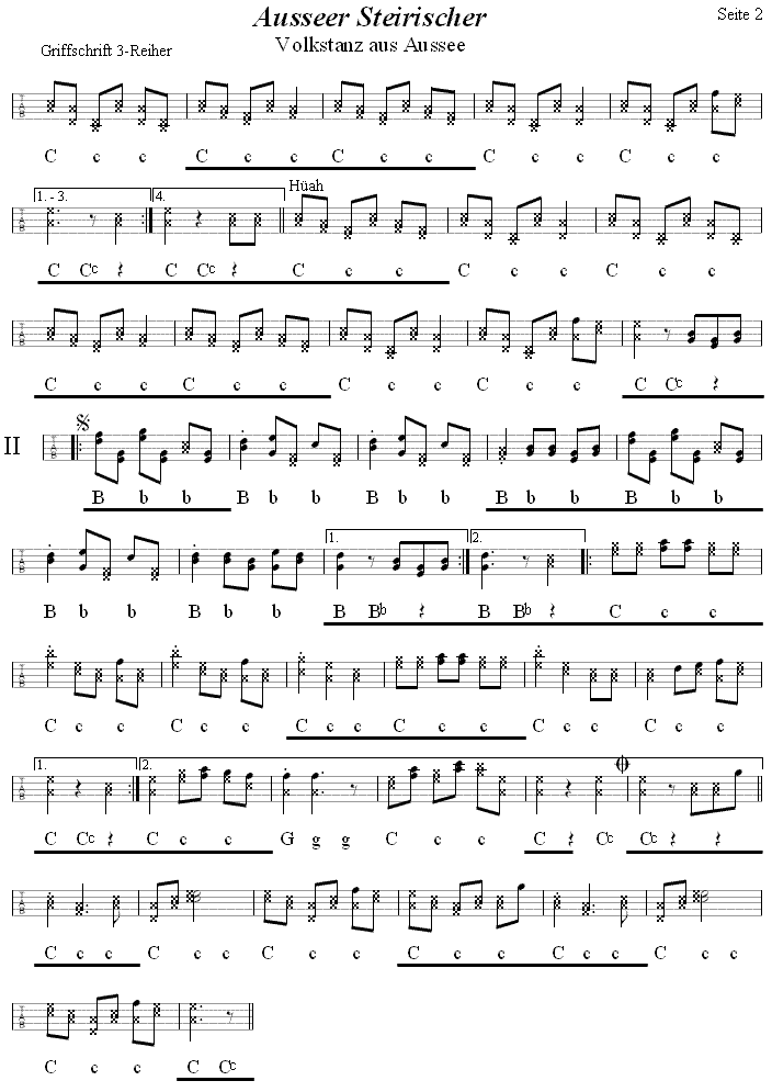 Ausseer Steirischer in Griffschrift für Steirische Harmonika