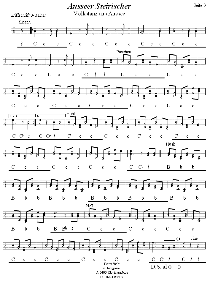 Ausseer Steirischer in Griffschrift für Steirische Harmonika