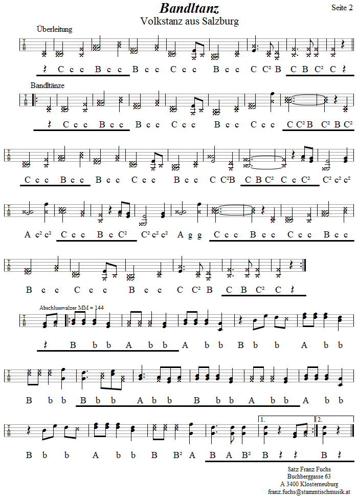 Bandltanz in Griffschrift für steirische Harmonika - Musik zum Volkstanz