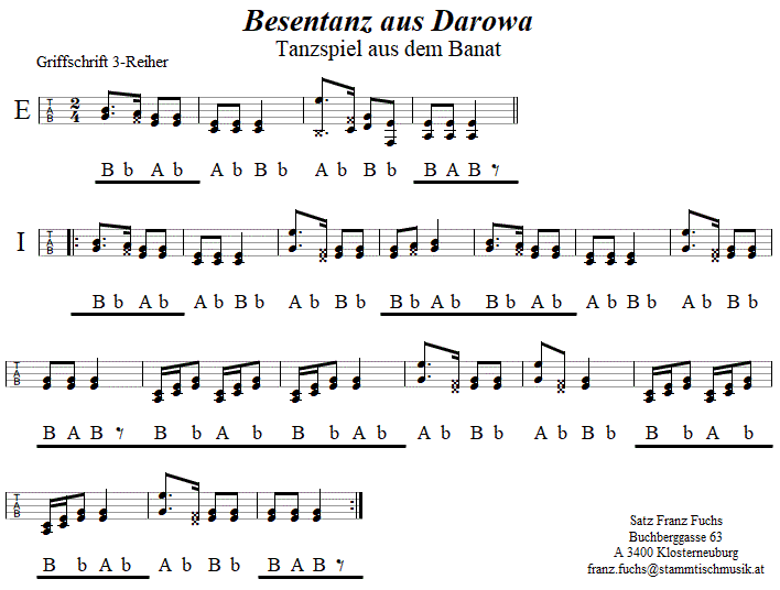 Besentanz aus Darowa in Griffschrift für Steirische Harmonika