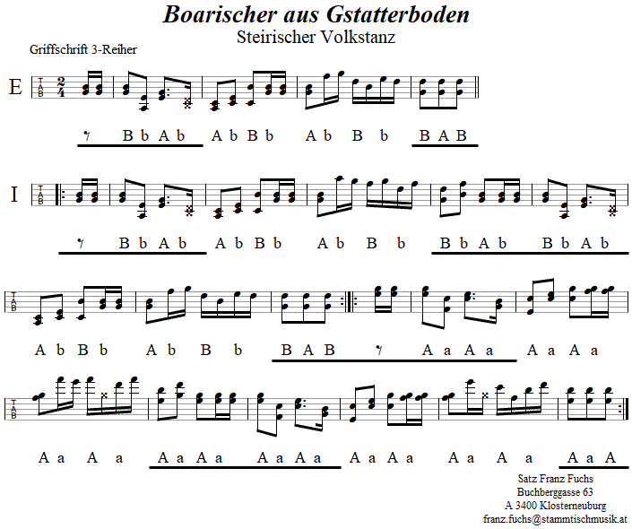 Boarischer aus Gstatterboden, in Griffschrift für Steirische Harmonika