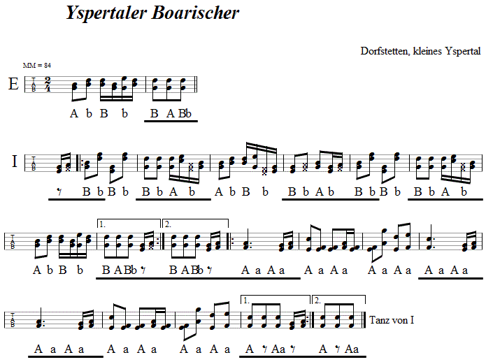 Boarischer aus dem Yspertal in Griffschrift für Steirische Harmonika