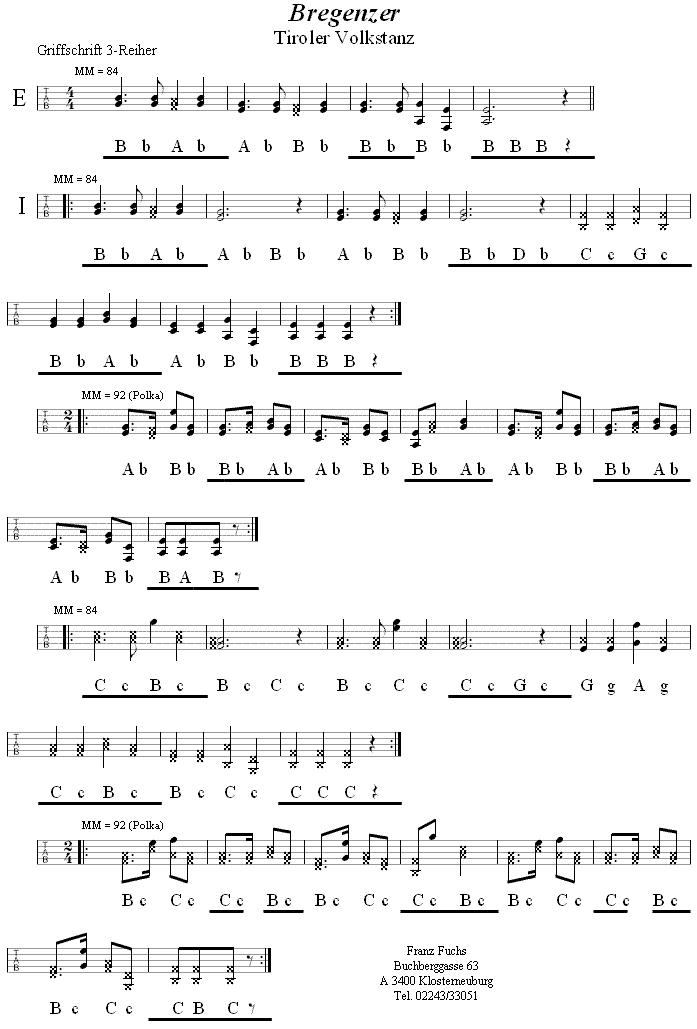 Bregenzer in Griffschrift für Steirische Harmonika