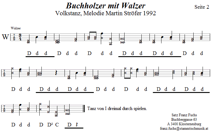 Buchholzer mit Walzer, in Griffschrift für Steirische Harmonika