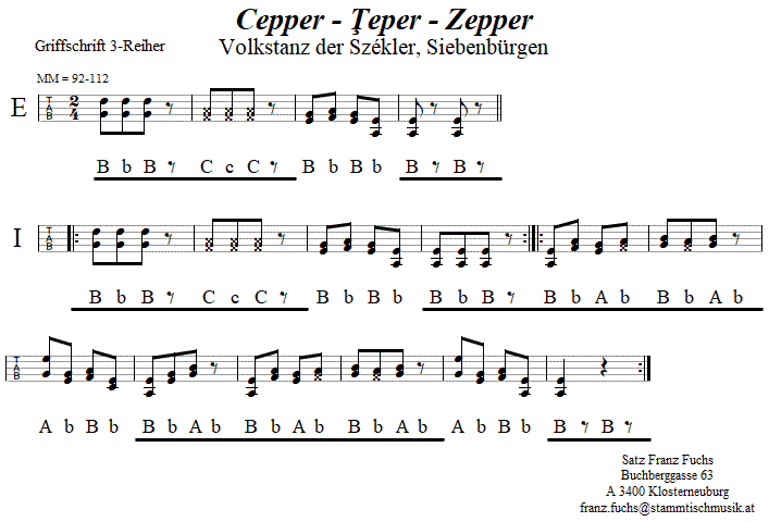 Cepper - Teper - Zepper, in Griffschrift für Steirische Harmonika