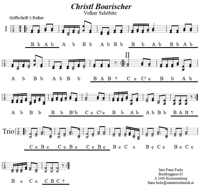 Christl Boarischer von Volker Schöbitz - in Griffschrift für Steirische Harmonika