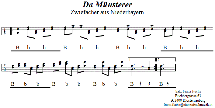 Da Münsterer, Zwiefacher in Griffschrift für Steirische Harmonika