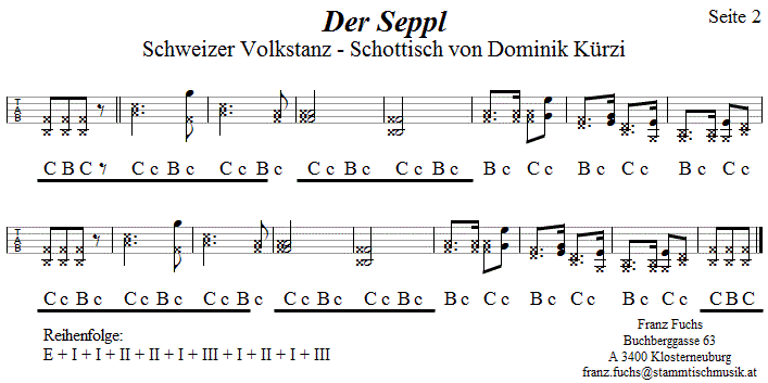 Der Seppl, in Griffschrift für Steirische Harmonika